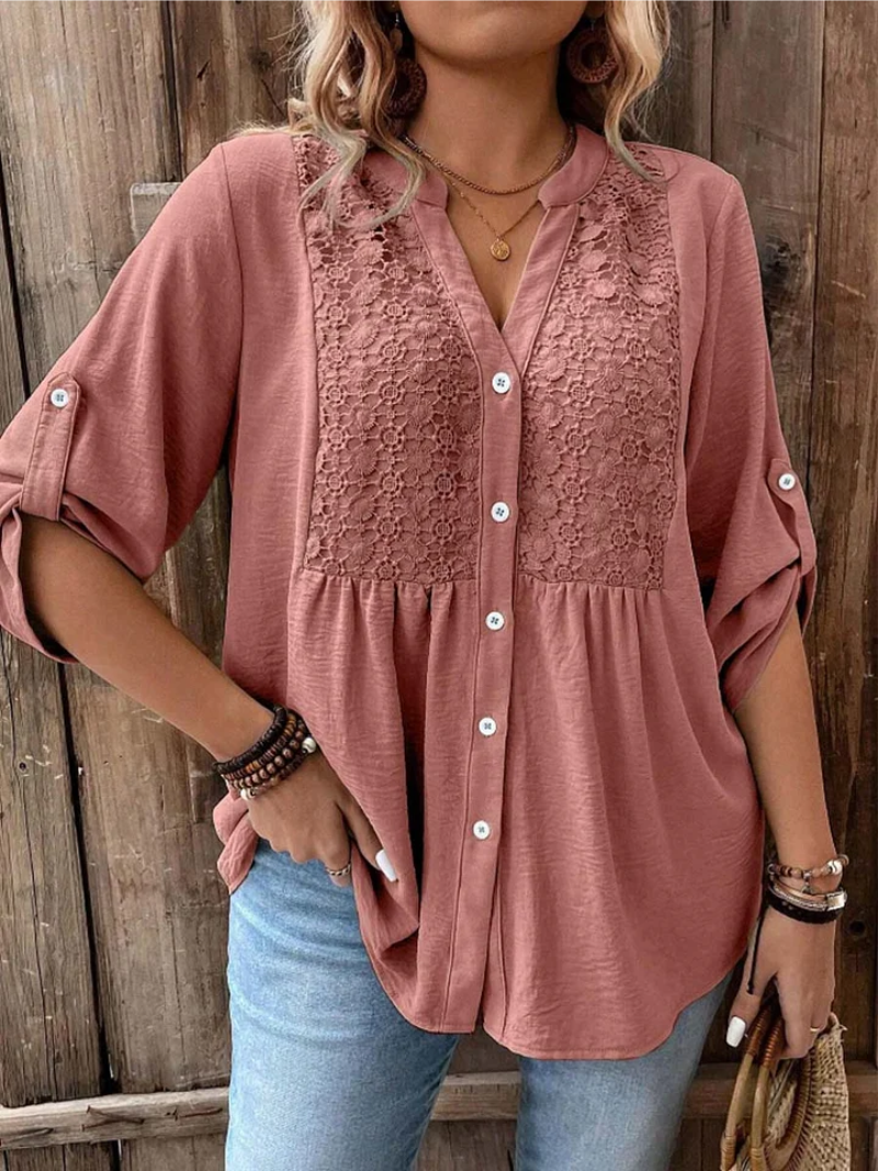 Stylish Blouse for Women with V Neck Wide Sleeve