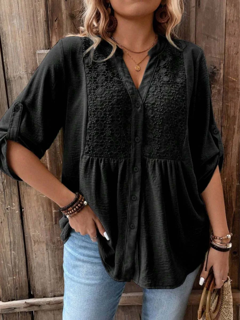Stylish Blouse for Women with V Neck Wide Sleeve
