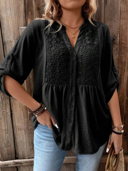 Stylish Blouse for Women with V Neck Wide Sleeve