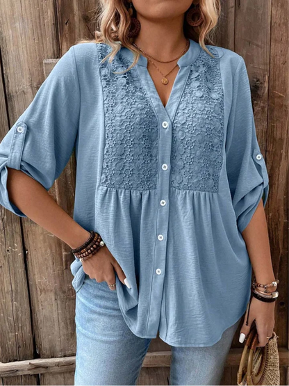 Stylish Blouse for Women with V Neck Wide Sleeve
