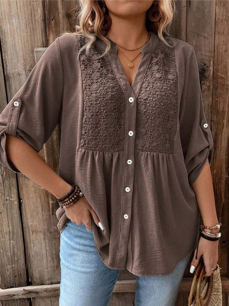 Stylish Blouse for Women with V Neck Wide Sleeve