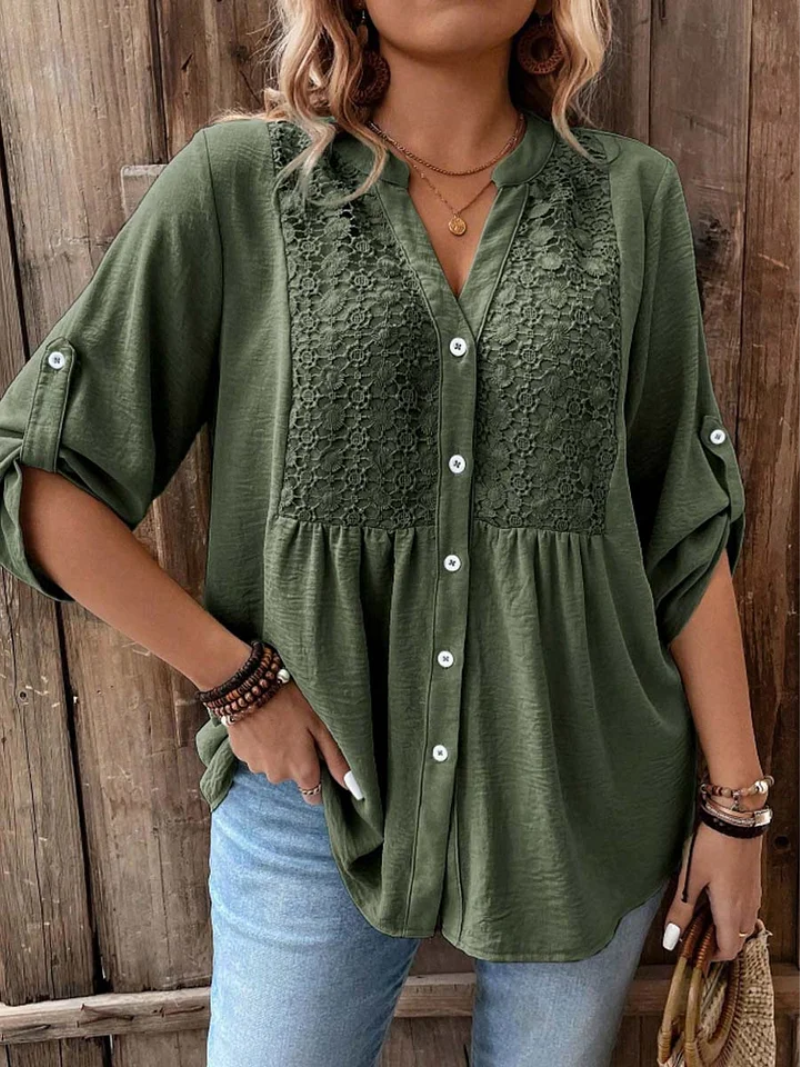 Stylish Blouse for Women with V Neck Wide Sleeve