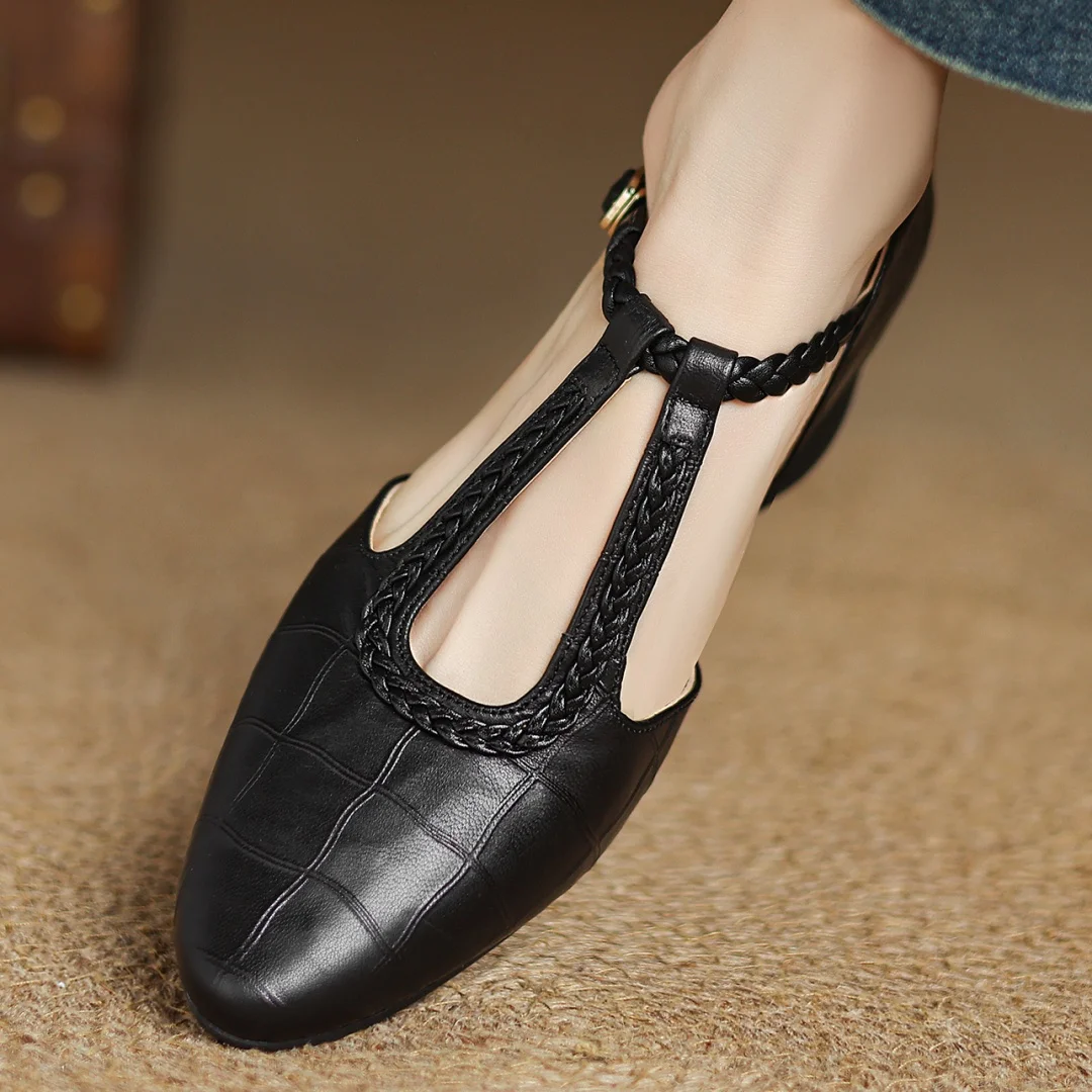 Comfortable Shoes for Women with Buckle T Strap Style