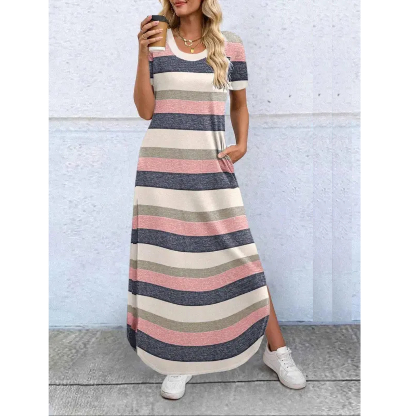 Stylish Maxi Dress for Women with Round Neck