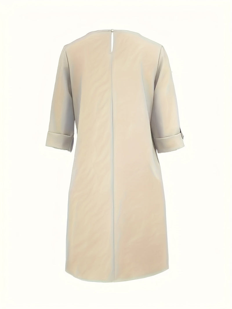Elegant Evening Dress for Women with Round Neck Formal Wedding Guest Layered Style