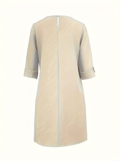 Elegant Evening Dress for Women with Round Neck Formal Wedding Guest Layered Style