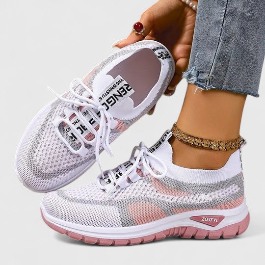 Comfortable Orthopedic Sneakers for Women with Mesh Upper Lace Up Platform Sole Walking Casual Style