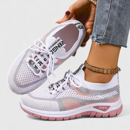 Comfortable Orthopedic Sneakers for Women with Mesh Upper Lace Up Platform Sole Walking Casual Style