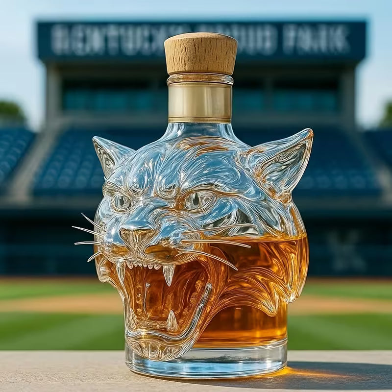 Stylish Whisky Decanter Bottle Gift Set with Tiger Design