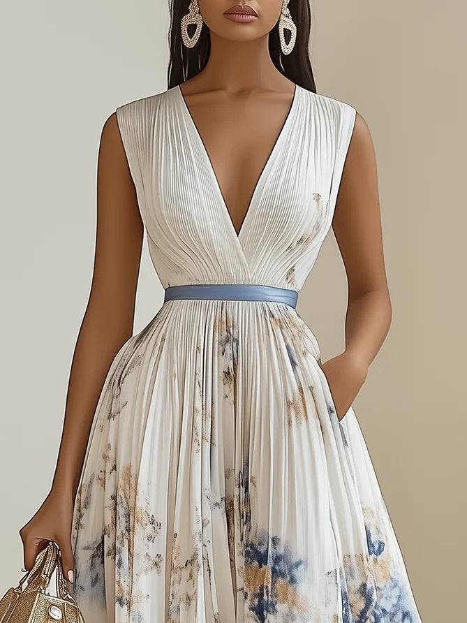 Elegant Wrap Mini Dress for Women with V Neck Sleeveless