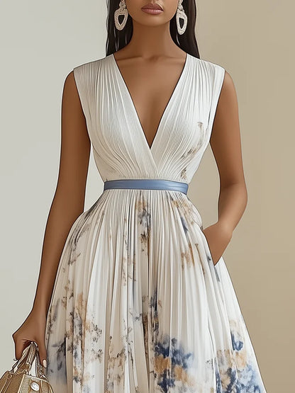 Elegant Wrap Mini Dress for Women with V Neck Sleeveless