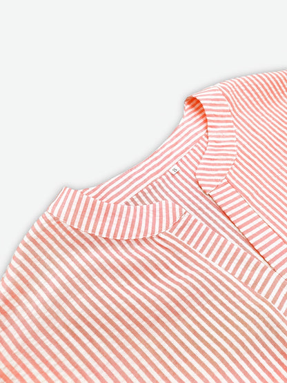Comfortable Striped Beach Cover Up for Women with V Neck