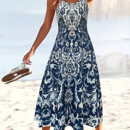 Effortless Floral Maxi Dress for Women with Sleeveless Casual Style