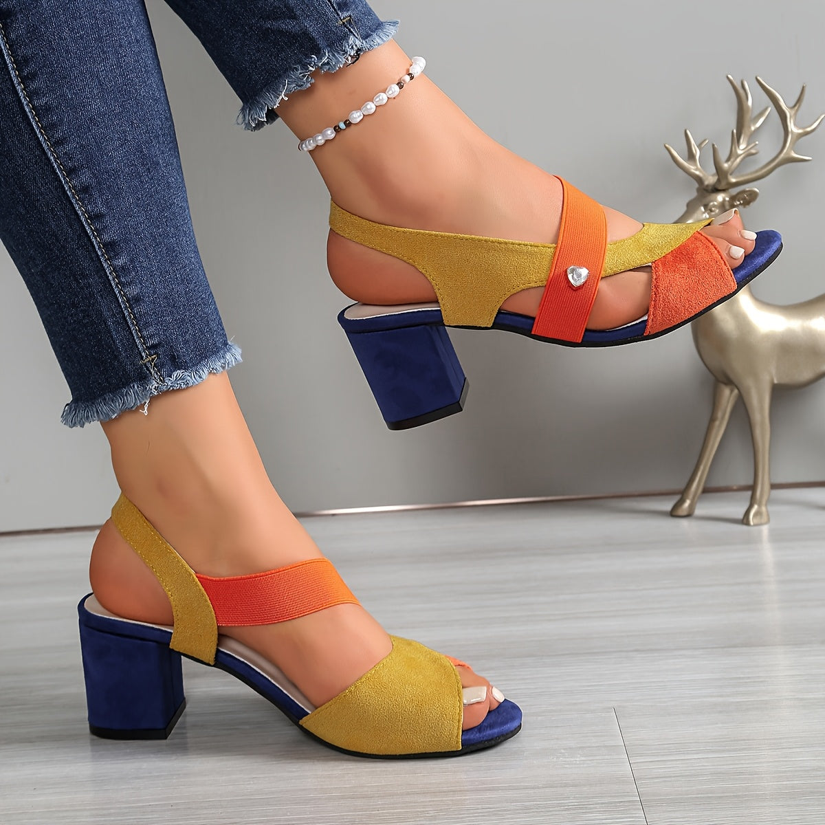 Comfortable Heels for Women with Orthopedic Block Heel Open Toe Style