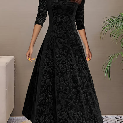 Effortless Midi Dress for Women with V Neck Long Sleeve