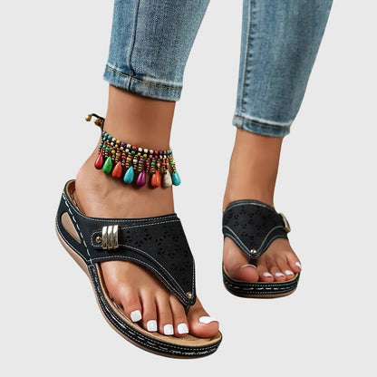Comfortable Orthopedic Sandals for Women with Wedge Platform Toe Loop Cutout Casual Summer Style