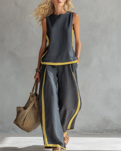 Effortless Two Piece Set for Women with Sleeveless Casual Style