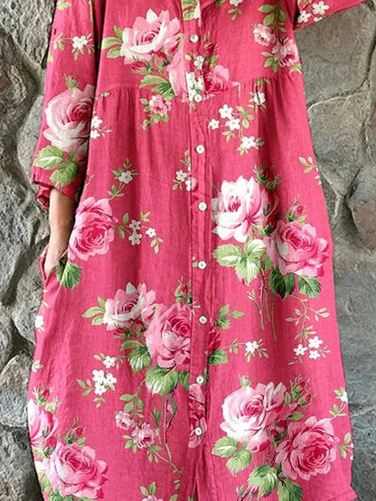 Stylish Floral Dress for Women with V Neck Oversized