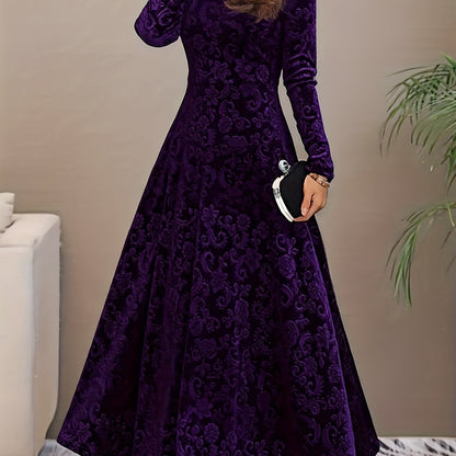 Effortless Midi Dress for Women with V Neck Long Sleeve