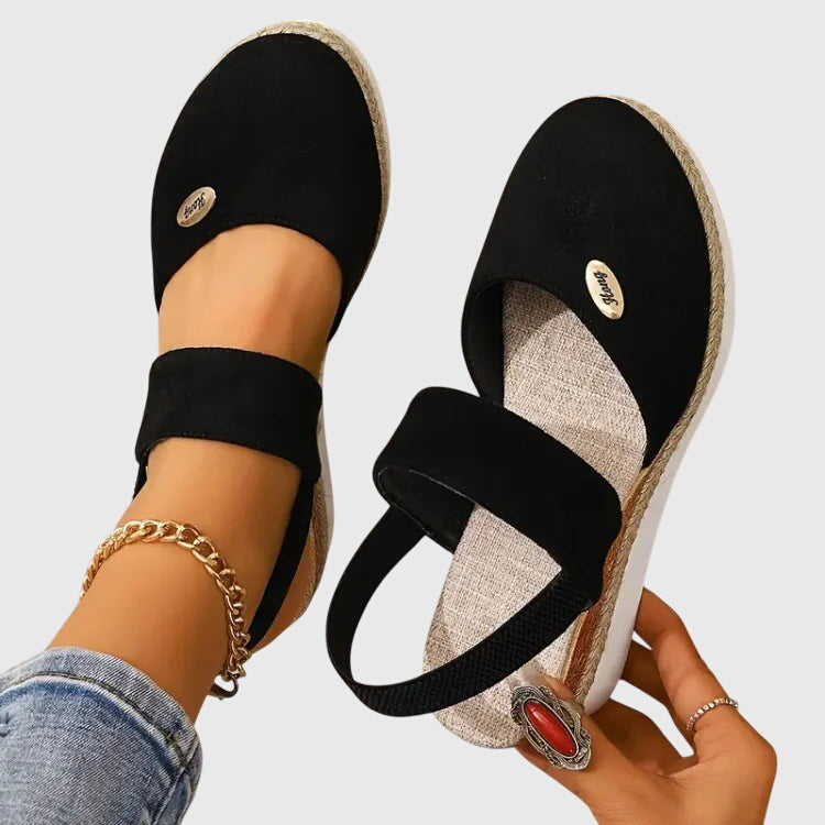 Comfortable Orthopedic Sandals for Women with Espadrille Wedge Elastic Strap Closed Toe Casual Summer Style