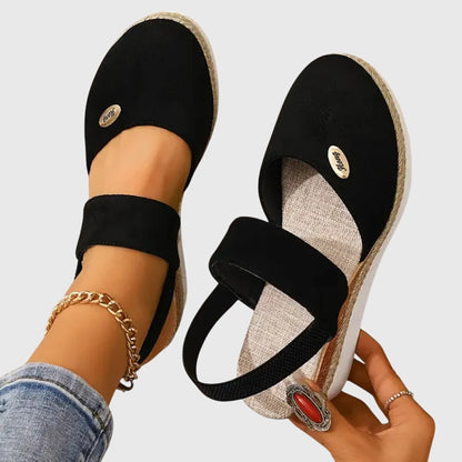 Comfortable Orthopedic Sandals for Women with Espadrille Wedge Elastic Strap Closed Toe Casual Summer Style