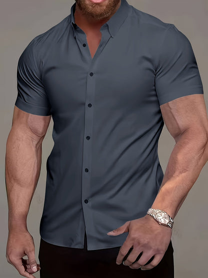 Comfortable Button Down Shirt for Men with Short Sleeve