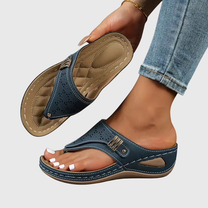 Comfortable Orthopedic Sandals for Women with Wedge Platform Toe Loop Cutout Casual Summer Style
