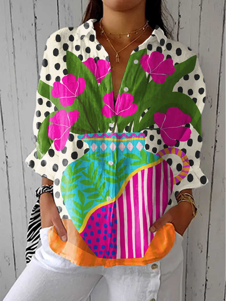 Stylish Floral Blouse for Women with Button Down