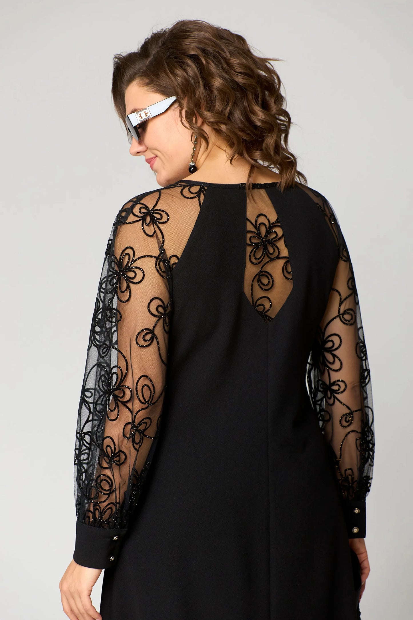Effortless Black Floral Lace Mini Dress for Women