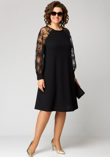 Effortless Black Floral Lace Mini Dress for Women