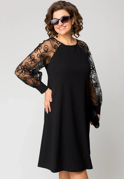 Effortless Black Floral Lace Mini Dress for Women