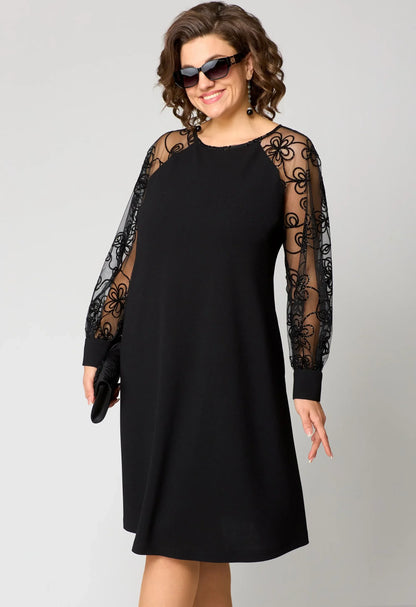 Effortless Black Floral Lace Mini Dress for Women