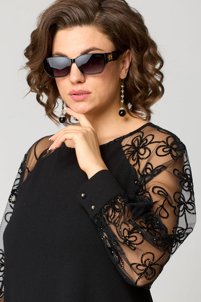 Effortless Black Floral Lace Mini Dress for Women