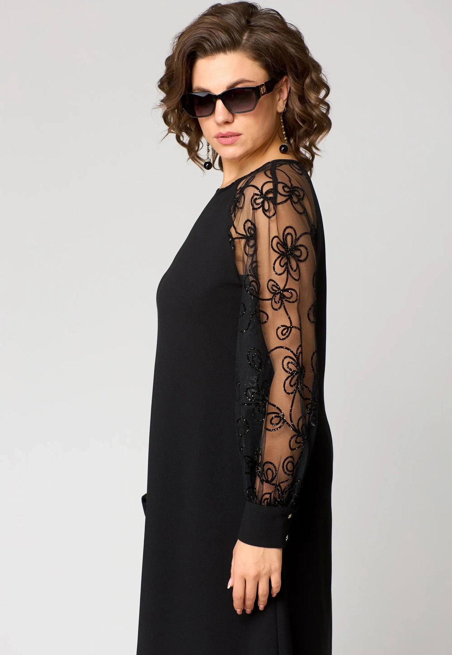 Effortless Black Floral Lace Mini Dress for Women