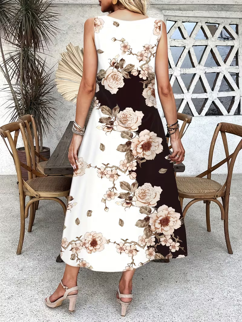 Elegant Floral Mini Dress for Women with Pocket Casual Style