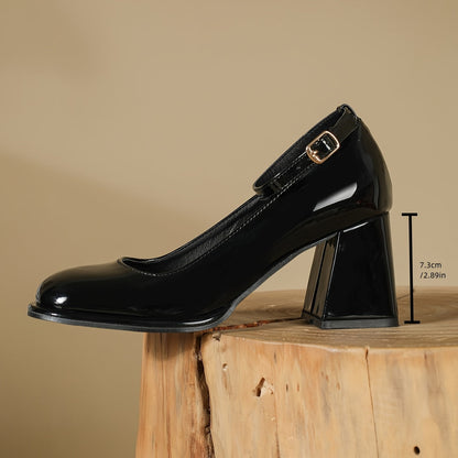Comfortable Heels for Women with Block Heel Ankle Strap Style