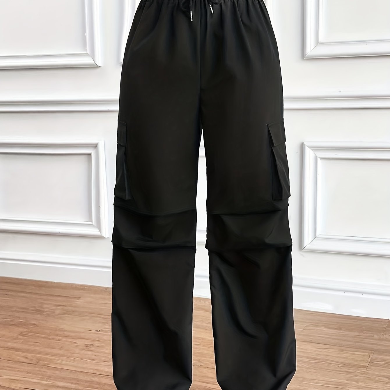 Effortless Black Cargo Pants for Women with High Waist Wide Leg Pocket Style