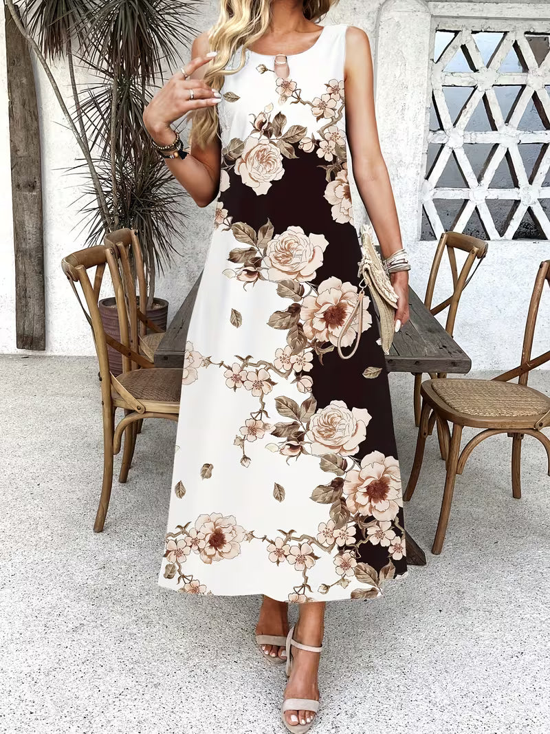 Elegant Floral Mini Dress for Women with Pocket Casual Style