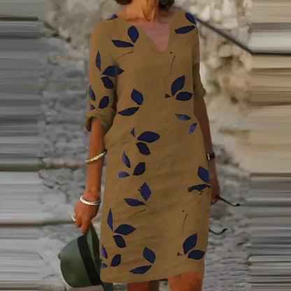 Stylish Dress for Women with V Neck Short Sleeve Vintage