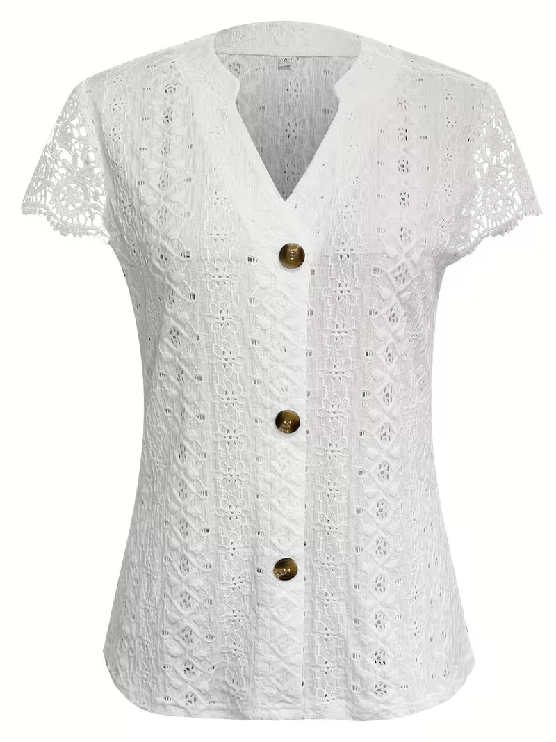 Stylish Patchwork Blouse for Women with V Neck