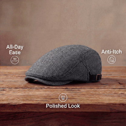 Stylish Cap for Men with Vintage Herringbone Design