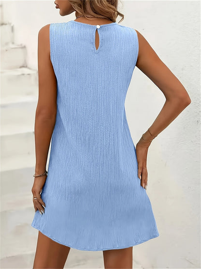 Elegant Evening Dress for Women with Round Neck Sleeveless Formal Wedding Guest A Line Style