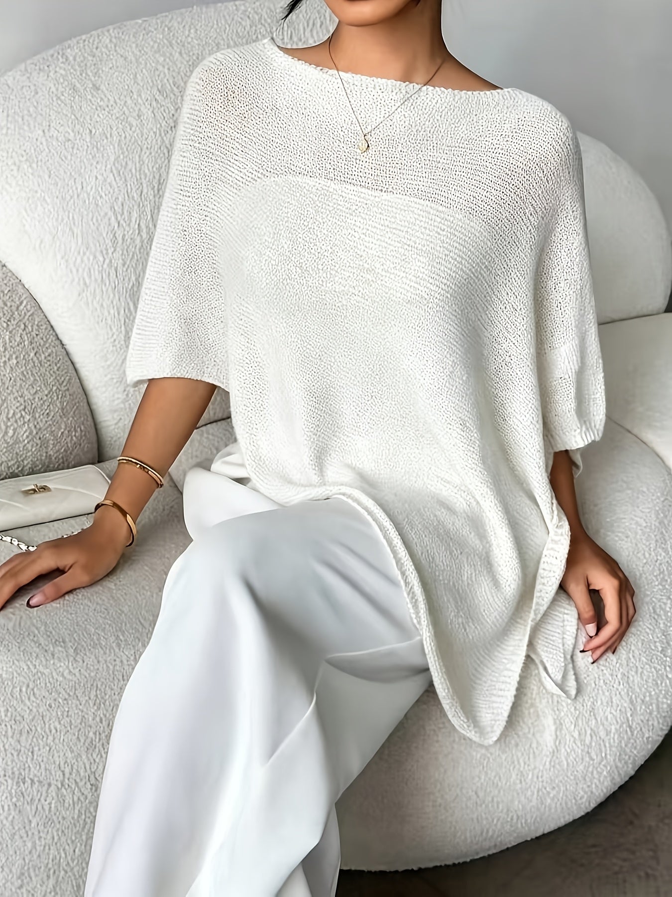 Effortless Poncho Shirts for Women with Asymmetric Hem Oversized Knit Style