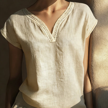 Stylish Lace Blouse for Women with V Neck
