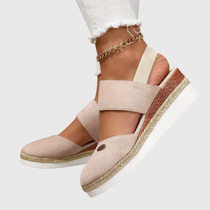 Comfortable Orthopedic Sandals for Women with Espadrille Wedge Elastic Strap Closed Toe Casual Summer Style