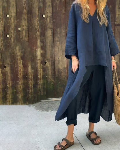 Effortless Two Piece Set for Women with V Neck