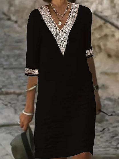 Effortless Flowy Mini Dress for Women with V Neck