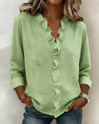 Stylish Blouse for Women with V Neck Long Sleeve