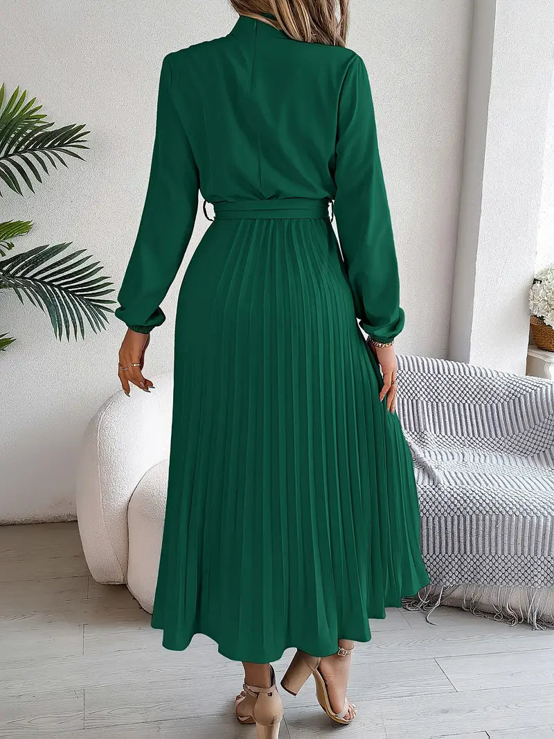 Stylish Midi Dress for Women with Long Sleeve Belted