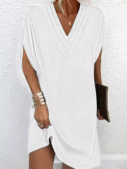 Stylish Mini Dress for Women with V Neck Slit